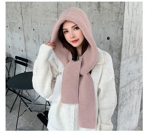 大头针织新款帽子围巾一体帽女秋冬毛线带帽保暖围脖连帽披肩斗篷