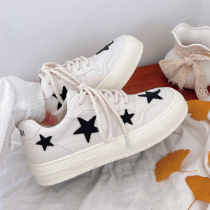 沈林森五角星帆布鞋女ins潮百搭休闲韩版板鞋小众原创设计小白鞋