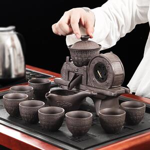 五谷丰登复古紫砂自动茶具 防烫冲泡功夫茶具 便携懒人茶具套装
