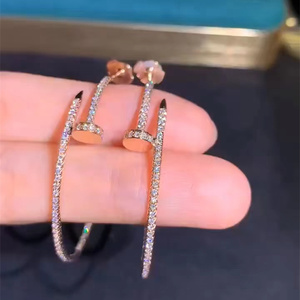 cartier卡地亚耳钉18k玫瑰金钉子大小号满钻无钻女士耳钉耳环