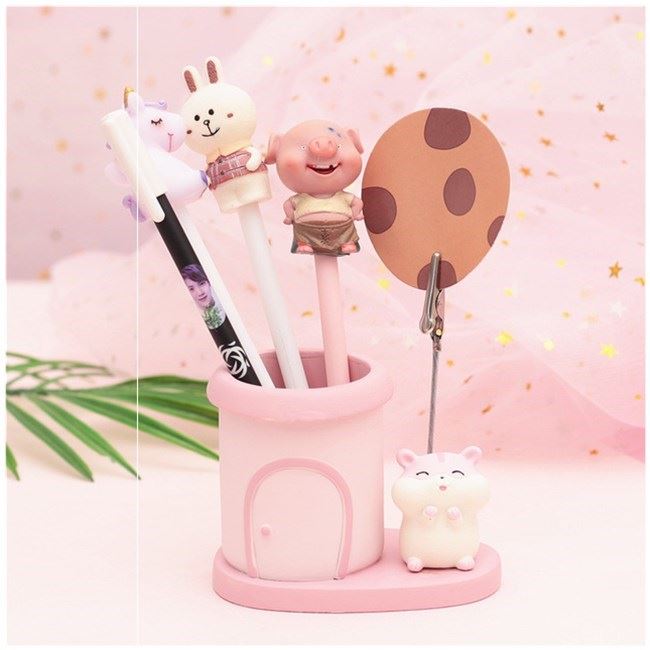 创意家居杂货皮皮鼠笔筒可爱笔插多功能便签夹学生礼品装饰0人付款18