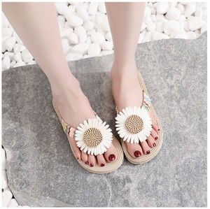 西双版纳拖鞋人字拖女傣族拖鞋花朵沙滩鞋松糕鞋凉拖鞋度假鞋