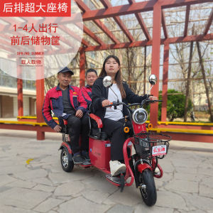弘宝通电动三轮车接送孩子家用新款老人老年女性双人电瓶三轮车