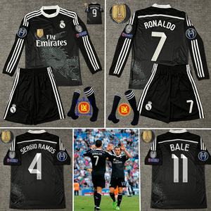 1415皇马黑龙球衣二客7号c罗欧冠版长袖足球服拉莫斯j罗复古套装