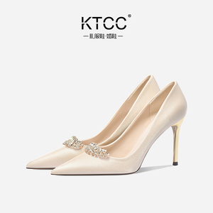 KTCC婚鞋新娘鞋2024年新款白色婚纱鞋不累脚秀禾婚纱两穿高跟鞋女