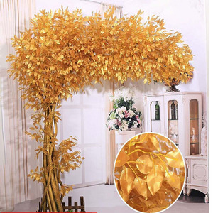 仿真新年金色发财树摆件榕树大型黄金树摇钱树金钱树花艺室内干花