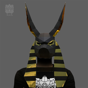 狗头杜宾犬阿努比斯动物纸模头套成人创意手工diy面具派对道具