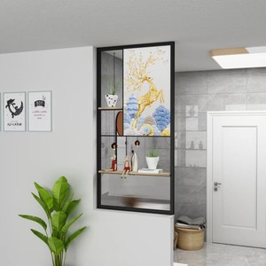 北欧轻奢艺术玻璃屏风隔断入户玄关装饰洗漱干区半截镂空遮挡定制