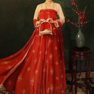 采桑子汉服女【蜀锦】唐制复原款一片式衫裙齐胸襦裙原创夏季薄款