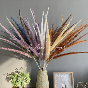 仿真5叉蒲棒 塑料薰衣草线条网红芦苇蒲棒路引插花装饰婚庆婚礼堂