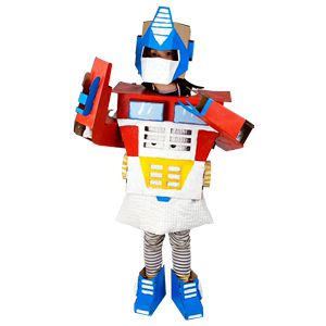 纸箱机器人衣服穿戴纸板恐龙纸壳纸盒成人儿童玩具幼儿园手工diy