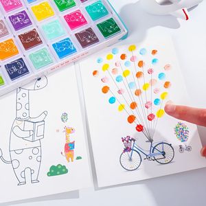 儿童手指画册印泥可水洗绘画涂鸦颜料手工diy创意材料手掌画玩具