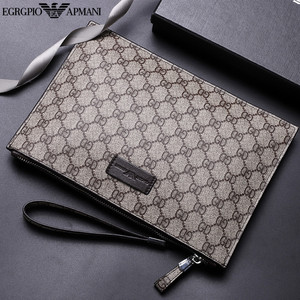 erg 阿玛尼新款休闲男士手包真皮轻奢潮流手拿包大容量牛皮信封包