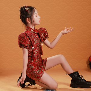 中式女童旗袍2024年新款新年衣服唐装复古国潮风儿童演出礼服夏季