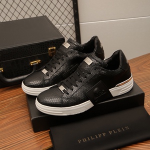 philipp plein/菲利普·普兰男士蛇皮纹牛皮运动休闲鞋系带板鞋
