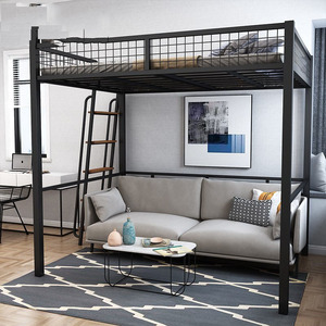 铁架床上层空上下床铺高架床上床下桌大人高低床铁艺小户型双层床