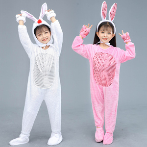 新款儿童动物小兔子演出服幼儿园舞台舞蹈服纱裙小白兔表演服装