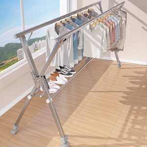 顶楼天台楼顶晒被子神器阳台窗外护栏落地折叠晾衣架室内加厚加粗