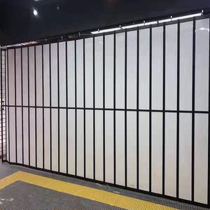 洗车房铝合金折叠推拉门贴膜4s店工位隔断汽车美容防尘防风推拉门