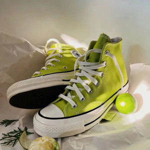 1970s青柠绿芥末绿荧光绿star/匡威女鞋高帮休闲鞋帆布鞋 172141c