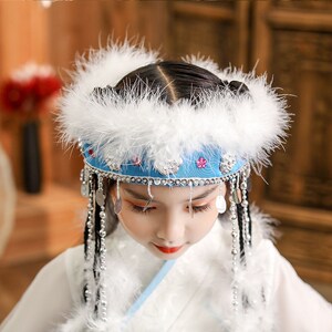 香妃帽公主帽女童可爱格格帽格格少数民族儿童香妃头饰表演新疆帽