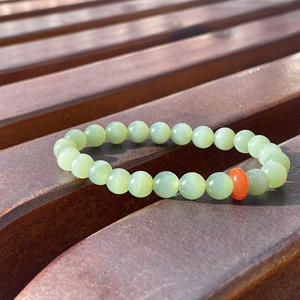 华玉长歌新疆和田玉俄料碧玉粉青猫眼小圆珠手串