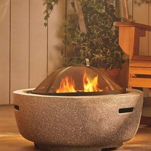 庭院别墅圆形石头l烧烤碳烤炉民木篝火花园烤火炉户宿露台外炭烤