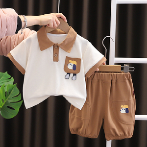 婴儿衣服夏季男童纯棉短袖套装分体五6六6七7八8九个月男宝宝夏装