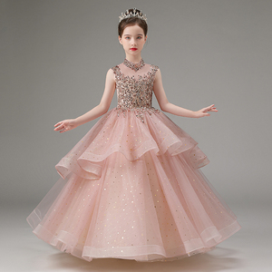 儿童礼服高端女童生日公主裙小女孩主持人钢琴演出服模特走秀服装