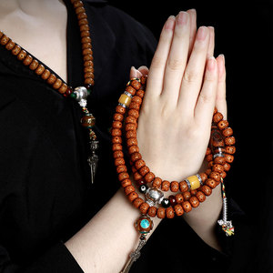 藏式老陈籽星月菩提子手串 108颗佛珠手链男女通用配饰念珠项链