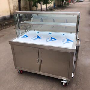 冰粉凉皮凉菜玻璃罩展示售卖车移动小吃车凉菜售卖车摆摊车推车