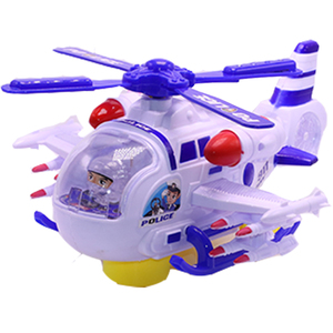 儿童音乐男孩警察飞机1-3-6周岁宝宝电动万向灯光小直升机玩具车
