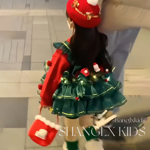 【狂欢价】圣诞节服装儿童冬季女童连衣裙套装加厚战衣穿搭洛丽塔