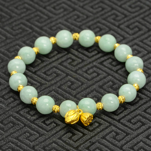 翡翠手链莲蓬黄金999足金手串5d硬金手绳转运珠送妈妈女母亲节