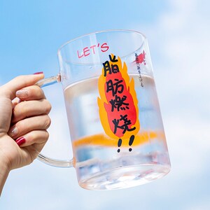 搞笑大酒杯燃烧脂肪玻璃杯耐高温一升超大容量水杯酒杯1000ml刻度