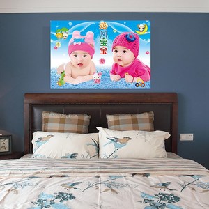 婚房宝宝墙画胎教海报备孕婴儿画报可爱萌娃双胞胎龙凤娃娃墙贴画