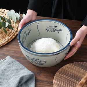 复古大汤盆陶瓷发面盆带盖冷锅串串钵钵鸡盆深碗毛血旺水煮鱼汤盆