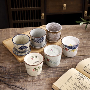 新中式复古茶杯主人杯单杯带盖子陶瓷杯子家用功夫茶杯套装品茗杯
