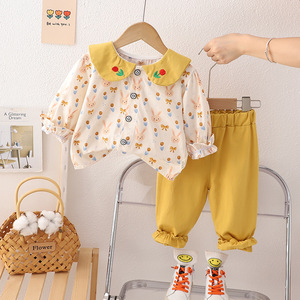 婴儿衣服春秋款超萌可爱长袖衬衫一周岁7八9十个月女宝宝外出套装