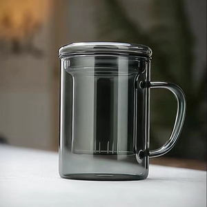 高硼硅耐热玻璃加厚茶杯办公室茶水分离三件式泡茶杯家用水杯