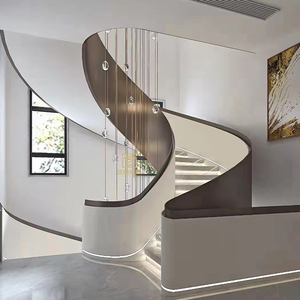 旋转楼梯室内现代美学风别墅全屋定制艺术钢木阁楼复式楼网红旋梯