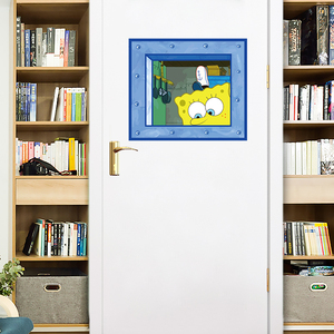 海绵宝宝的窗户贴纸墙贴装饰防水自粘ins比奇堡舷窗材料包菠萝屋