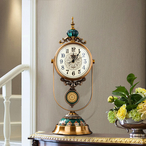 欧式座钟家用客厅时钟复古钟表轻奢摆件机械桌面台式摆钟美式台钟