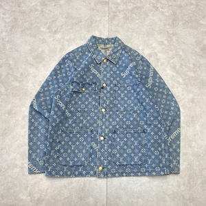 lv2023新款经典lv supreme 联名款 四袋老花牛仔衣 夹克男女同款