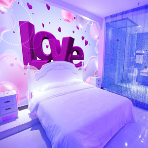 情侣3d主题酒店宾馆墙纸浪漫爱情玫瑰壁纸ktv情趣房背景墙布壁画