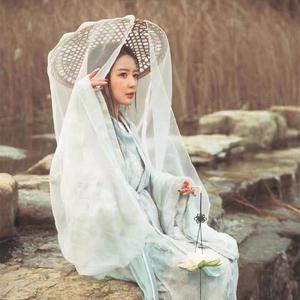 古代帽子新款古装汉服斗笠古风女侠客遮脸防晒面纱cosplay帷帽幕