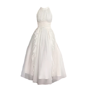 设计感挂脖连衣裙法式白色礼服裙海边度假风小裙子吊带长裙女夏