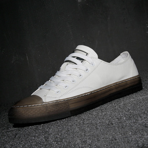 帕达索夏季男鞋新款真皮小白鞋低帮板鞋潮流透明底休闲鞋pb90741