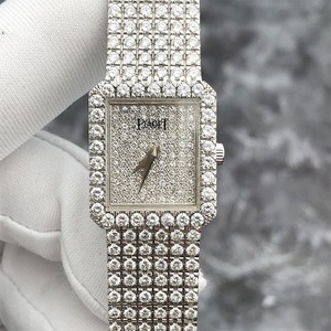 二手正品伯爵非凡珍品系列18k白金后镶钻满天星奢华方形石英女表