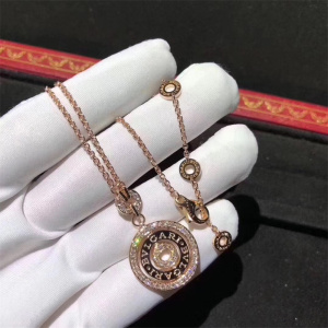 bvlgari/宝格丽18k玫瑰金白金时来运转项链镶钻男女情侣锁骨链